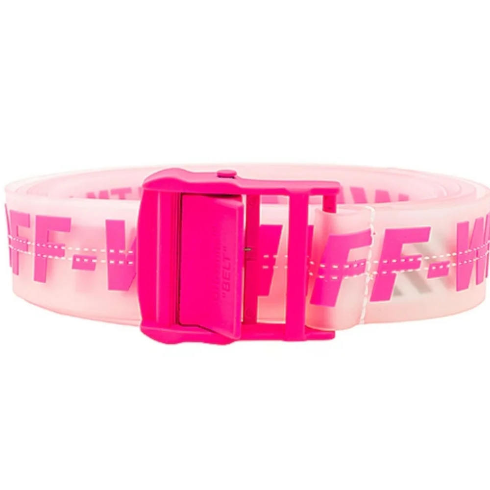 OFF-WHITE Rubber Industrial Belt in Transparent & Fuchsia